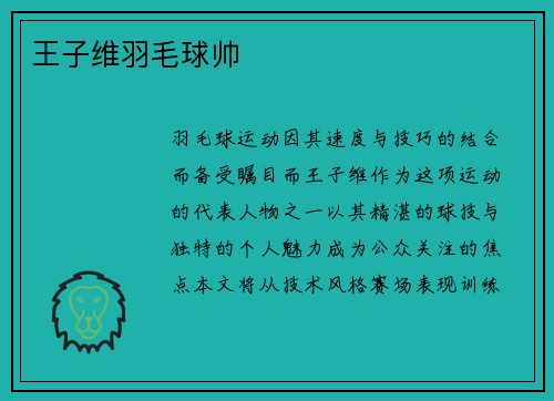 王子维羽毛球帅