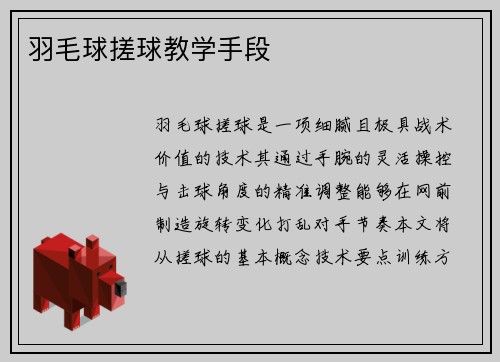 羽毛球搓球教学手段